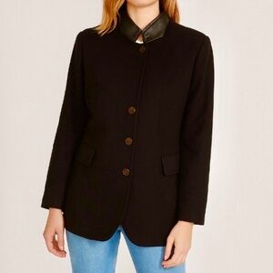 Akris Punto Leather and Wool/Angora Brown Blazer